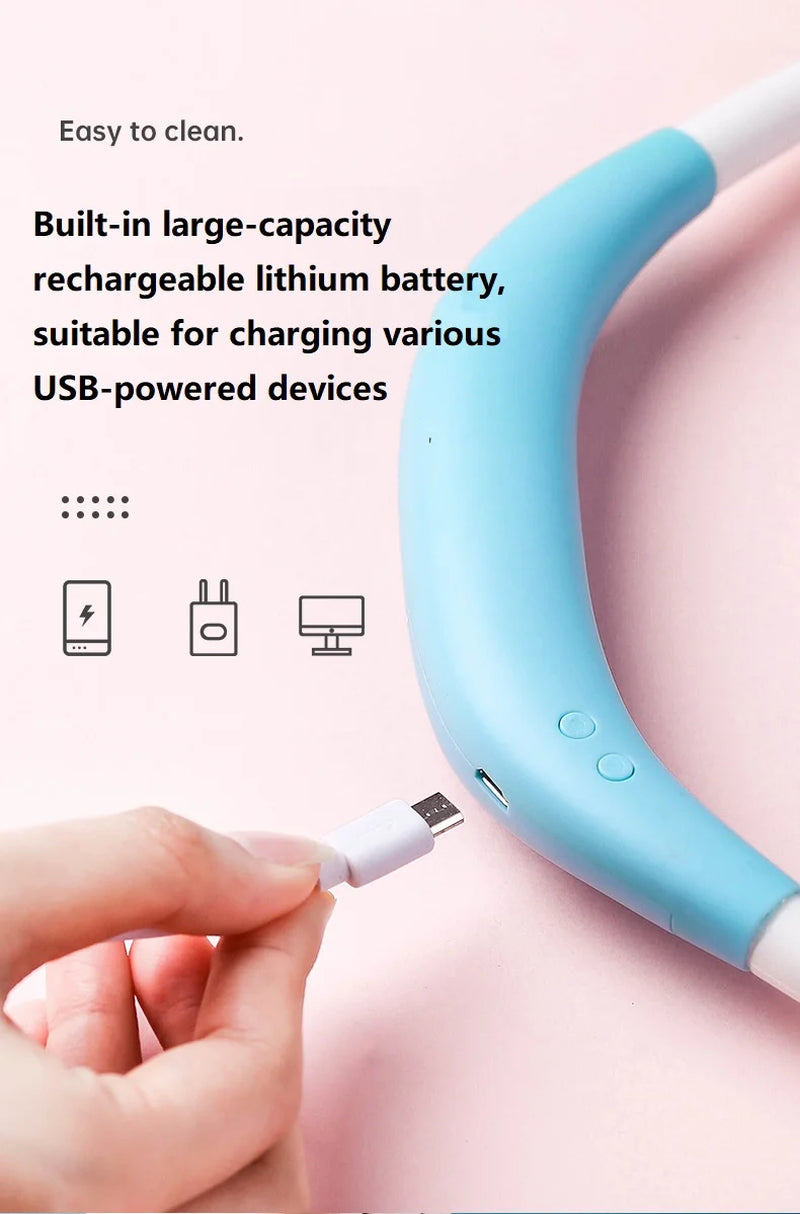 USB Fan with Aromatherapy Diffuser Portable Electric Fan Mini Cooling Fan Rechargeable Hanging Neck Fan with Light