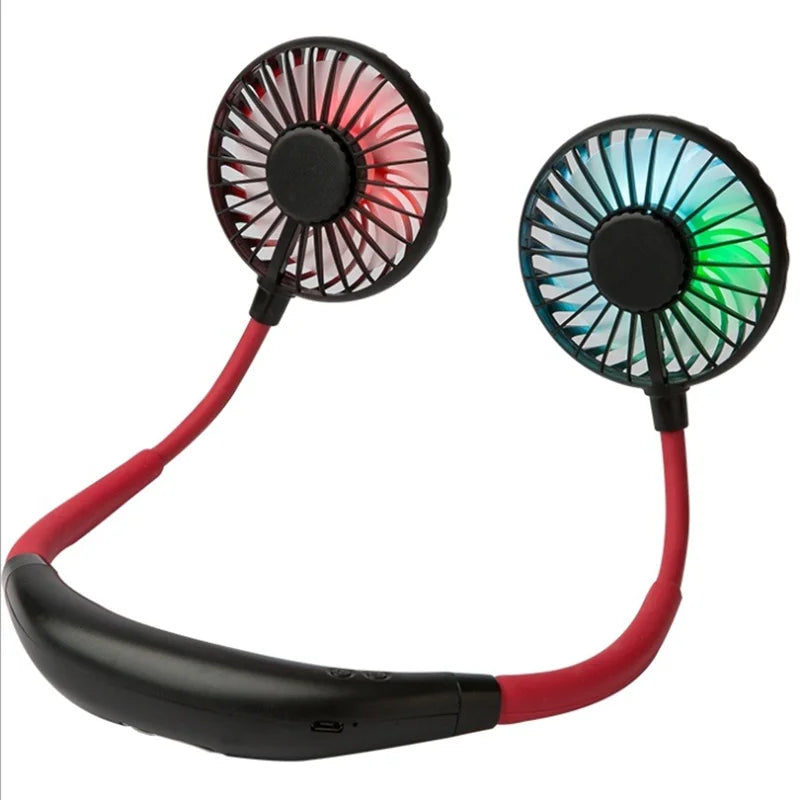 USB Fan with Aromatherapy Diffuser Portable Electric Fan Mini Cooling Fan Rechargeable Hanging Neck Fan with Light