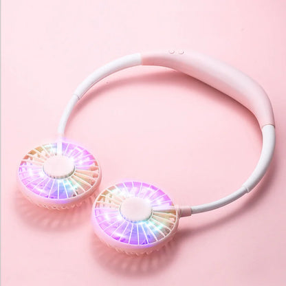 USB Fan with Aromatherapy Diffuser Portable Electric Fan Mini Cooling Fan Rechargeable Hanging Neck Fan with Light