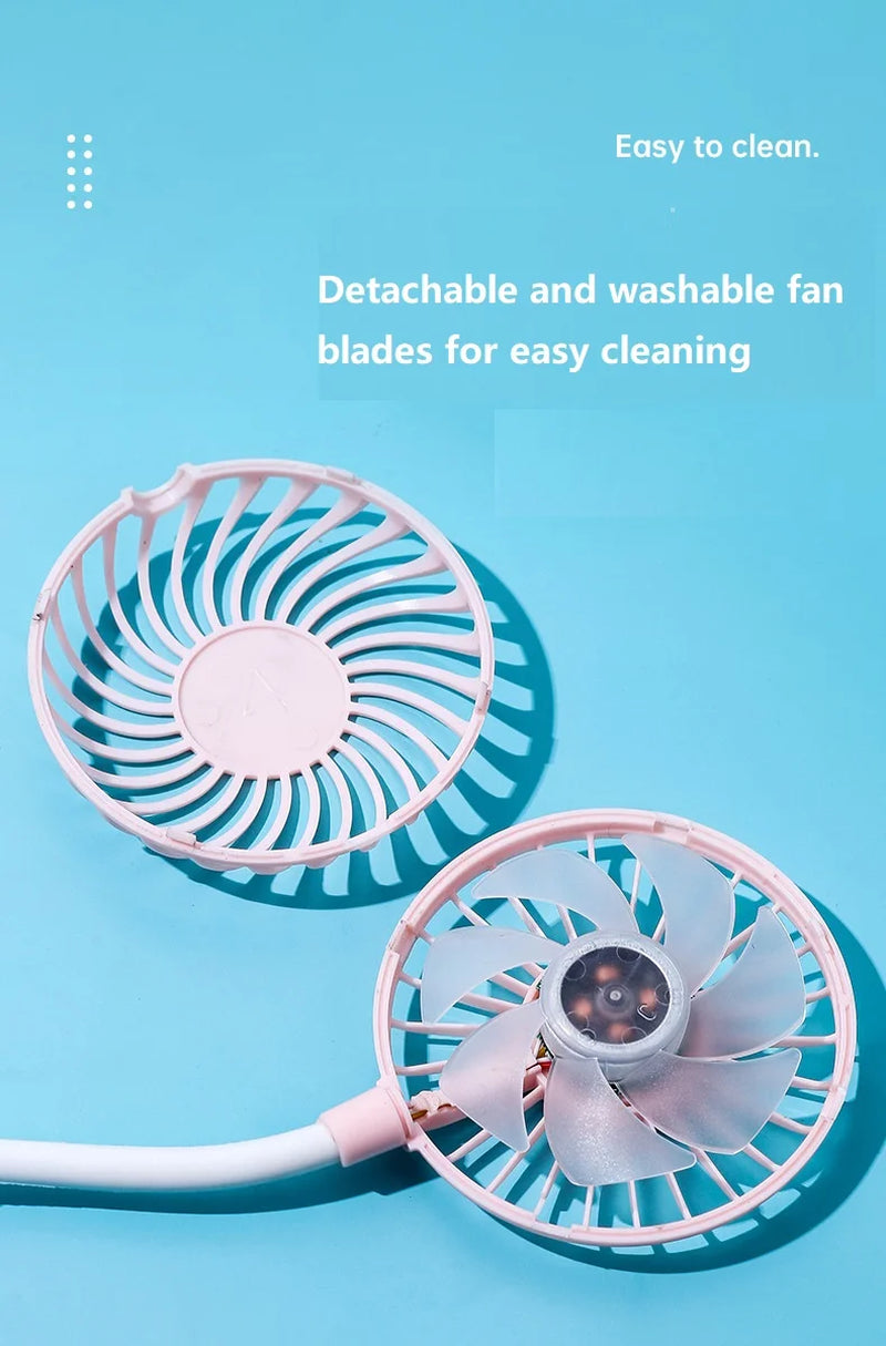 USB Fan with Aromatherapy Diffuser Portable Electric Fan Mini Cooling Fan Rechargeable Hanging Neck Fan with Light