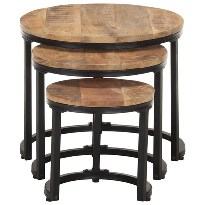 NNEVL Side Tables 3 pcs Rough Mango Wood