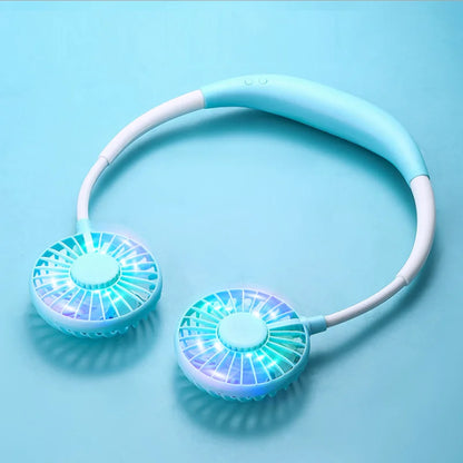 USB Fan with Aromatherapy Diffuser Portable Electric Fan Mini Cooling Fan Rechargeable Hanging Neck Fan with Light